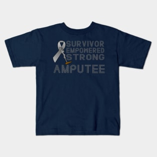 Survivor, Empowered, Strong Amputee Ribbon Kids T-Shirt